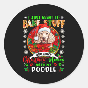 Backzeug und schauen Weihnachten mit meinem Poodle Runder Aufkleber