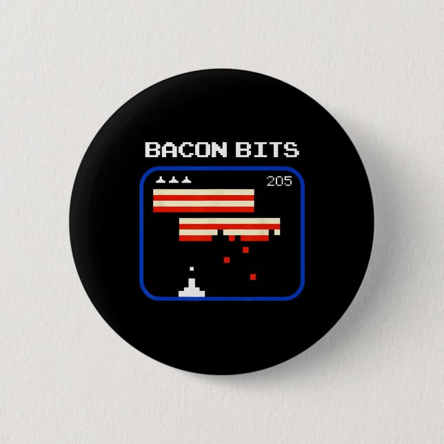 Bacon 8-Bit Video Game Player Retro Nerd Geek Button (Vorderseite)