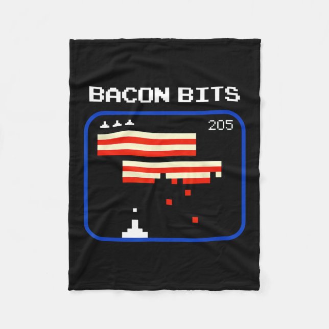 Bacon 8-Bit Video Game Player Retro Nerd Geek Fleecedecke (Vorderseite)