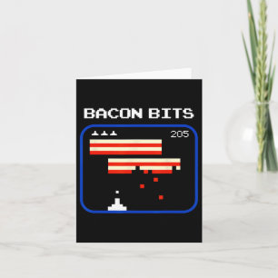Bacon 8-Bit Video Game Player Retro Nerd Geek Karte