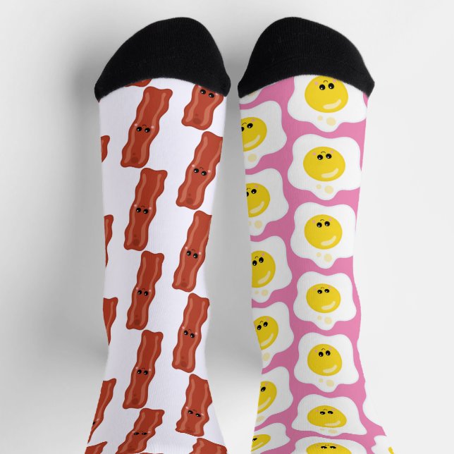 Bacon and Eggs Fun Mismatch Socken (Oben)