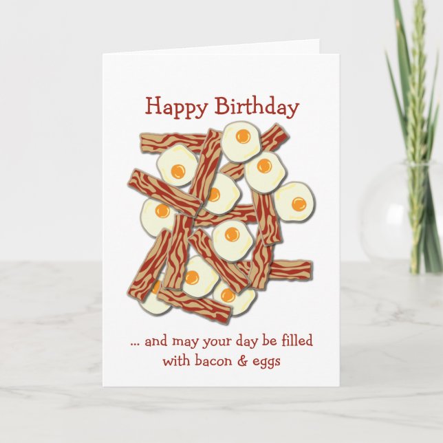 Bacon and Eggs Happy Birthday Karte (Vorderseite)