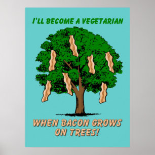 Bacon Baum Lustiges Druckplakat Schild Humor