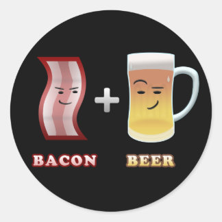 Bacon & Beer sind bis zu etwas (schwarz bkgd) Runder Aufkleber