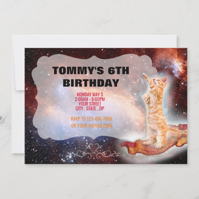 Bacon Cat Funny Invitation (Devant)