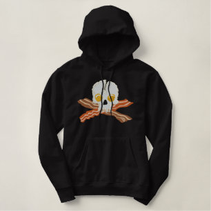 Bacon Crossbones Eier Schädelstickerei Bestickter Hoodie