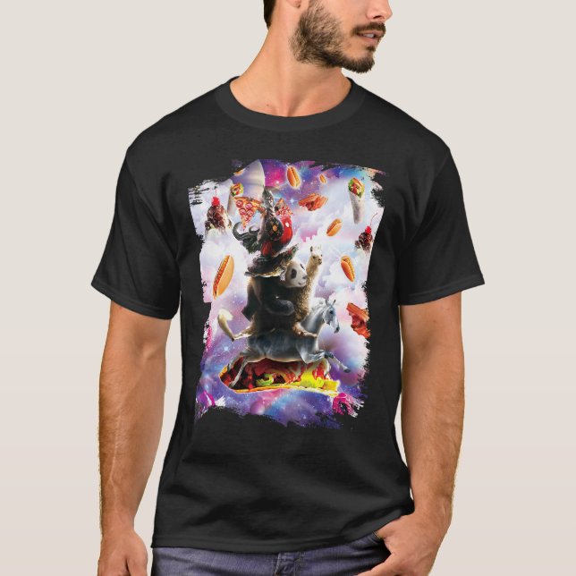 Bacon Donut with Hot Dog Cat & Pizza Taco Burrito T-Shirt (Vorderseite)