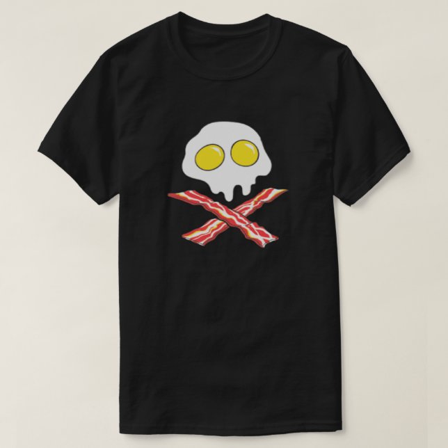 Bacon Egg Skull Crossbones Schweinefleisch Lover F T-Shirt (Design vorne)