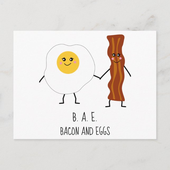 Bacon & Eggs BAE Niedlich Kawaii Valentines Postkarte (Vorderseite)