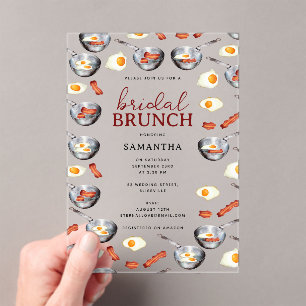 Bacon & Eggs Frühstück Brunch Brautparty Acryleinladungen