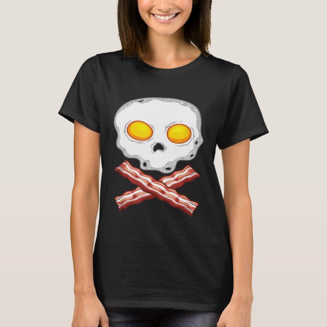 Bacon Eggs Skull Men Frauen Kid Crossbones T-Shirt (Vorderseite)