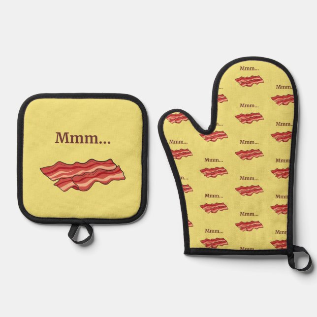 Bacon Funny Ofenhandschuh & Topflappen-Set (Vorderseite)