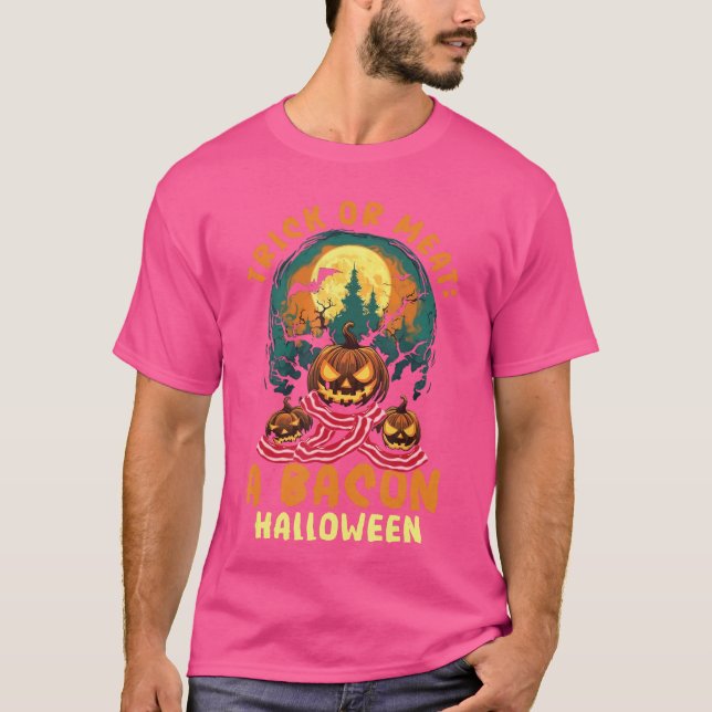 Bacon Halloween Beängstigend Trick oder Treat Spoo T-Shirt (Vorderseite)