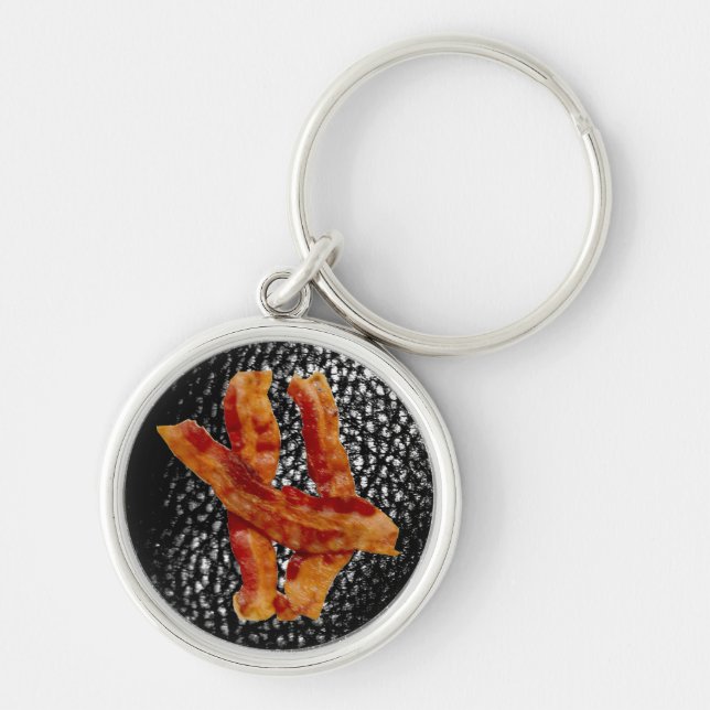 Bacon/Imitat Black Leather Schlüsselanhänger (Vorne)