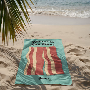 Bacon in Sun Retro Aquamarin Blue Strandtuch