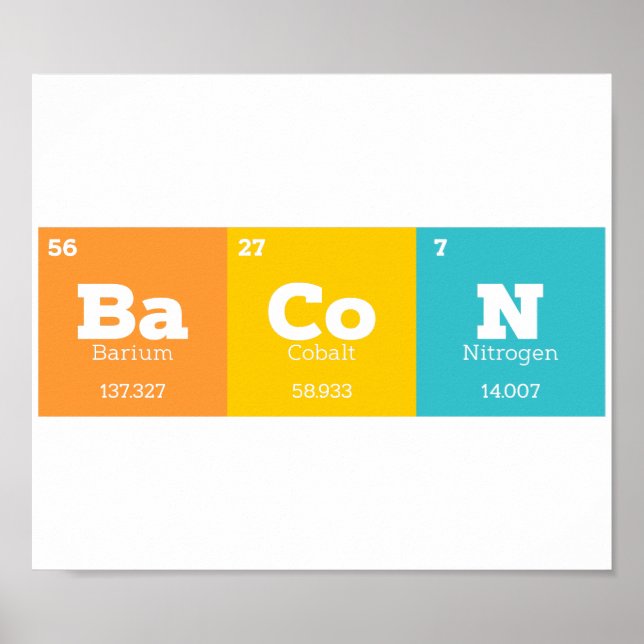 Bacon Periodic Table Chemistry Lehrer oder Student Poster (Vorne)