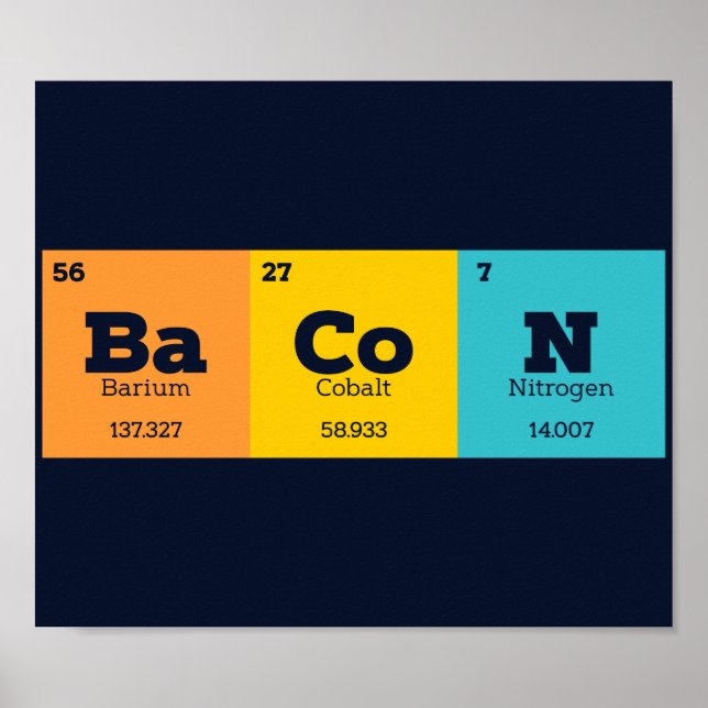 Bacon Periodic Table Chemistry Lehrer oder Student Poster (Vorne)