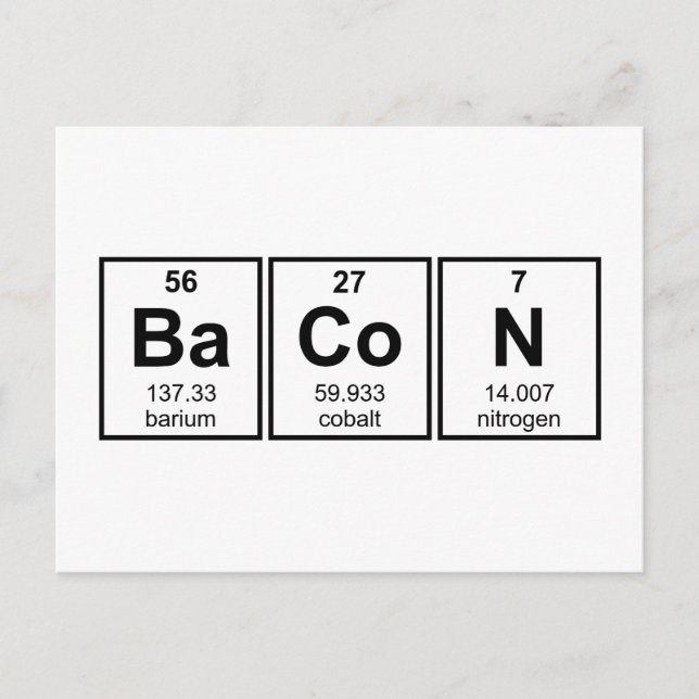 Bacon Periodic Table Element Symbols Postkarte (Vorderseite)