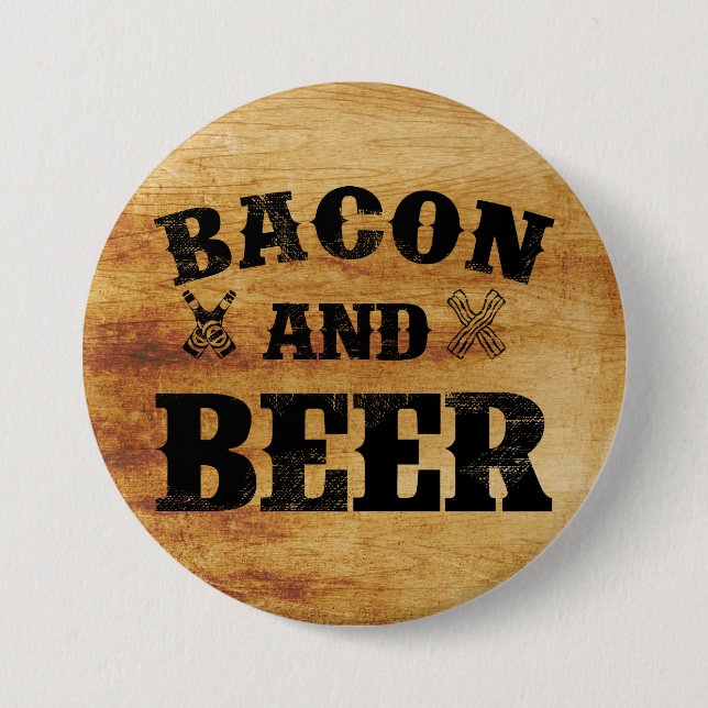 Bacon und Bier rustikales Holz Button (Vorderseite)