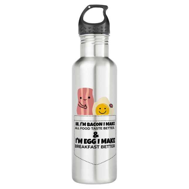 Bacon und Ei sprechen  Edelstahlflasche (Vorderseite)