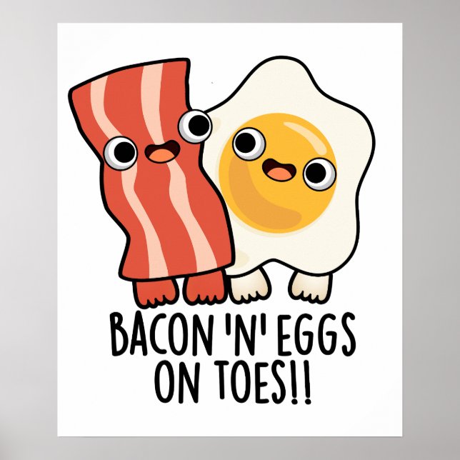 Bacon und Eier auf den Zehen Funny Toast Puff Poster (Vorne)