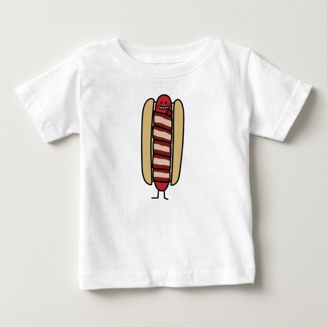 Bacon Wrapped Hot Dog Hotdog Dackel Bacon verpackt Baby T-shirt (Vorderseite)