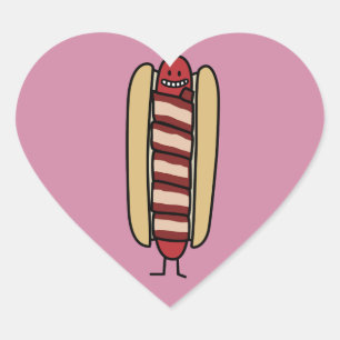 Bacon Wrapped Hot Dog Hotdog Dackel Bacon verpackt Herz-Aufkleber