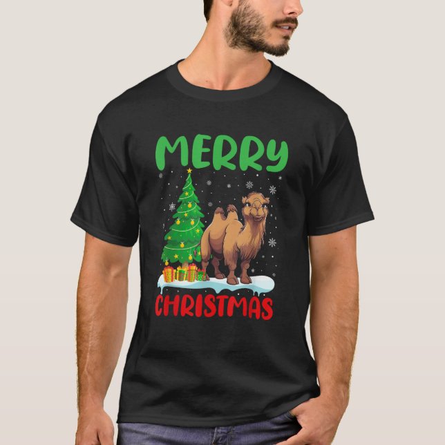 Bactrian Camel Tree Xmas Sweater Men Ugly Ch T-Shirt (Vorderseite)