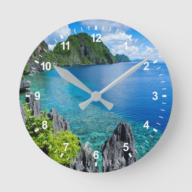 Bacuit Archipelago Seascape Runde Wanduhr (Vorderseite)