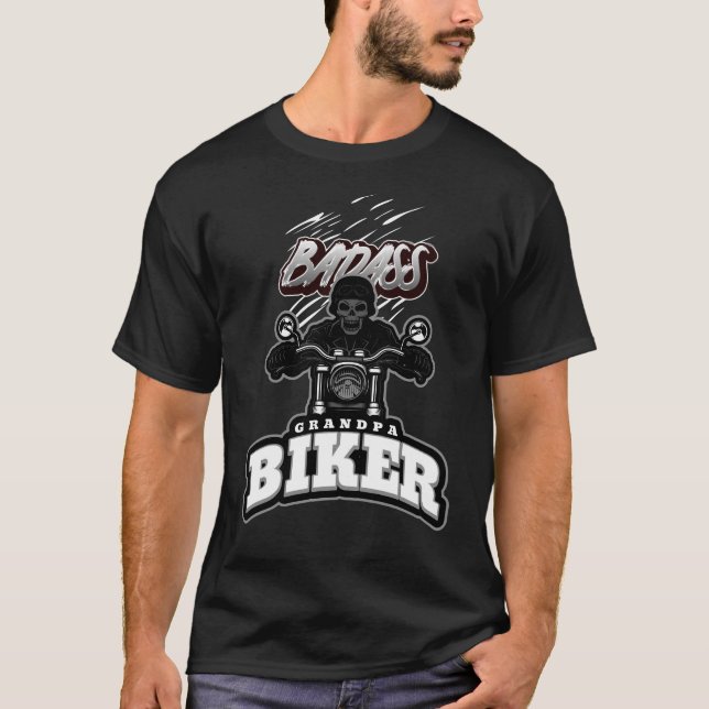 Bad A Grandpa Motorradfahrer T-Shirt (Vorderseite)