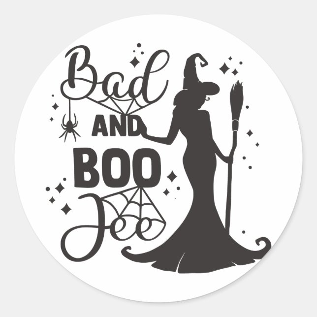 Bad and Boo Jee Halloween Runder Aufkleber (Vorderseite)