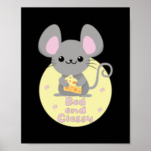 Bad and Classy Kawaii Rat essen Käse Gelb Poster