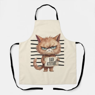 Bad Attitude Cat Mugshot - Funny Feline Design Schürze