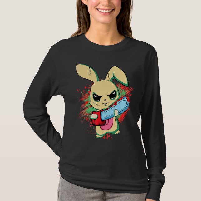 Bad Beängstigend Saw Evil Bunny, Happy Ostersonnta T-Shirt (Vorderseite)