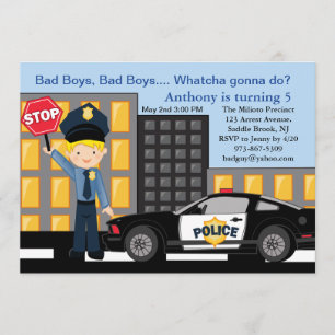 Bad Boys, Bad Boys Policeman Invitation d'annivers