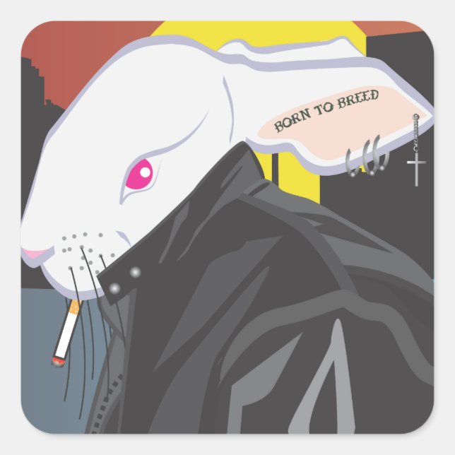 BAD BUNNY QUADRATISCHER AUFKLEBER (Vorderseite)