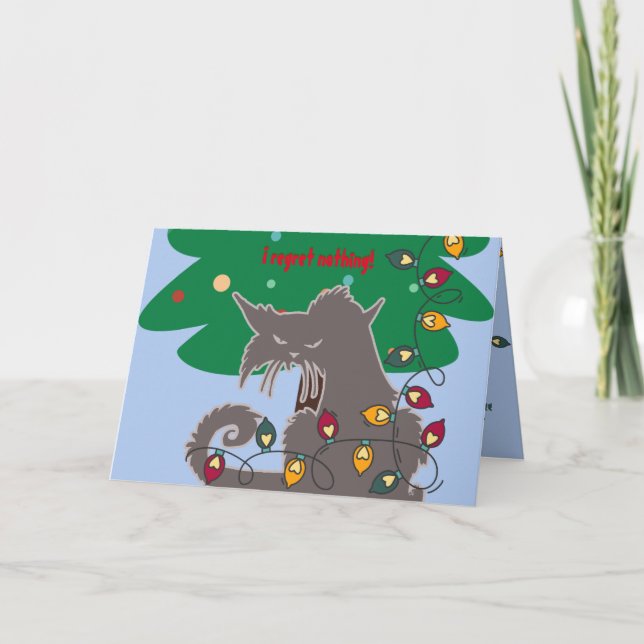 "Bad Cat" Faltkarte für Weihnachtsgrüße Karte (Vorderseite)