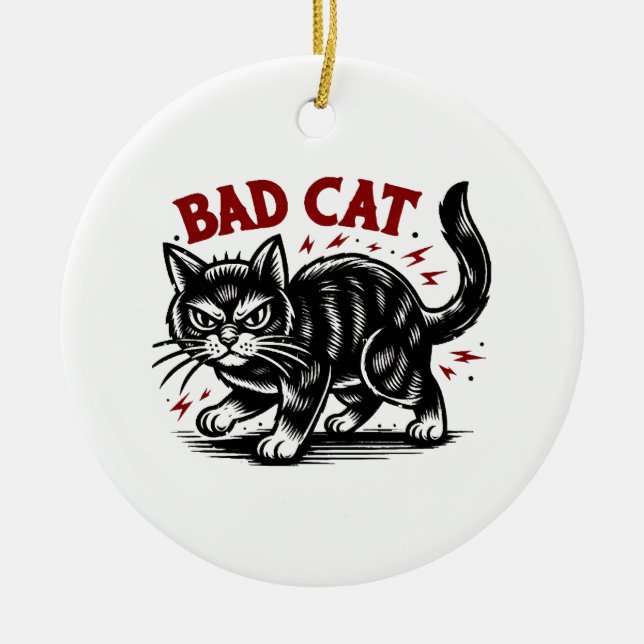 Bad Cat Keramik Ornament (Vorne)
