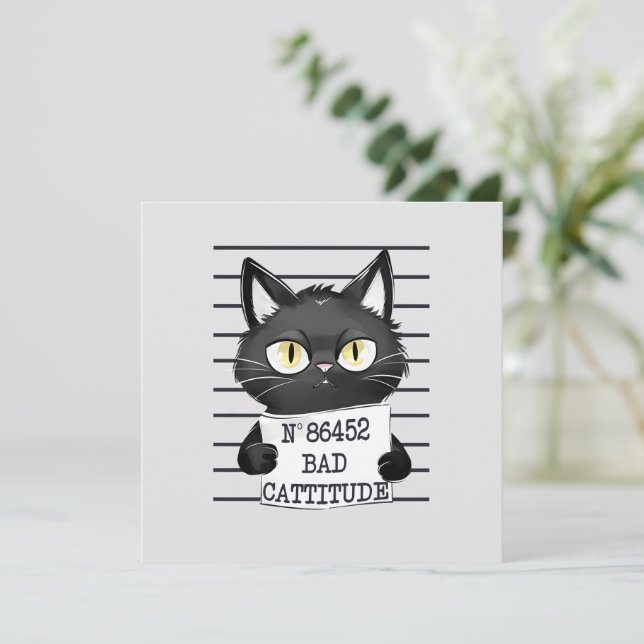 Bad Cattitude - Black Cat Mugshot (Stehend Vorderseite)