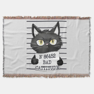 Bad Cattitude - Black Cat Mugshot Decke
