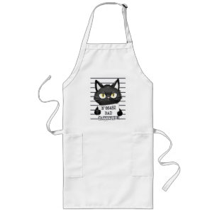 Bad Cattitude - Black Cat Mugshot Lange Schürze