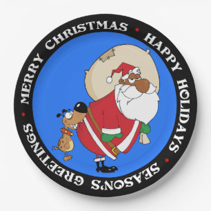 Bad Dog bites Black Santa auf dem Hintern Pappteller