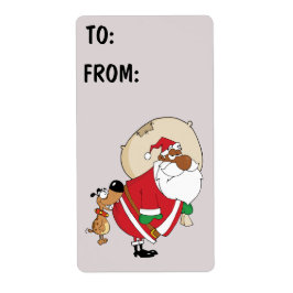 Bad Dog Bites Black Santa Gift Label