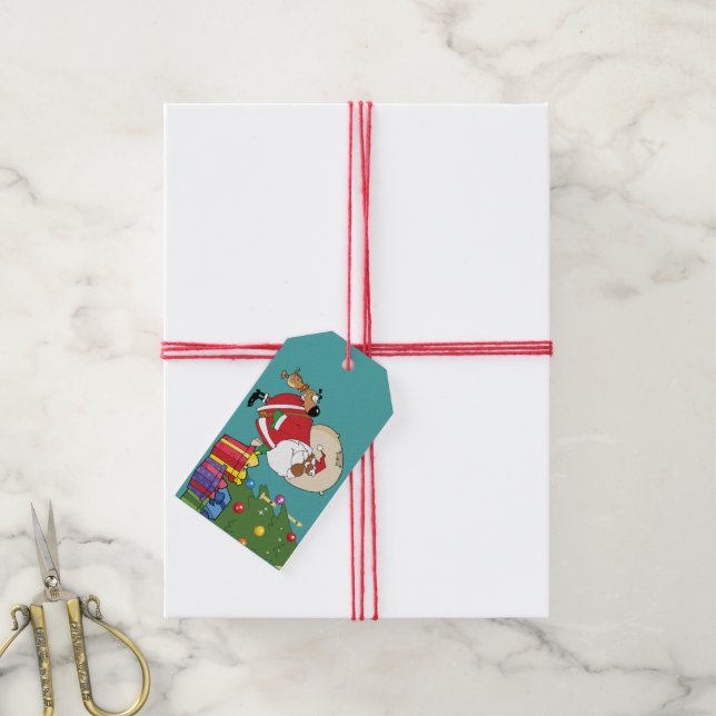 Bad Dog Bites Black Santa Paper Geschenkmarke Geschenkanhänger (Mit Garn)
