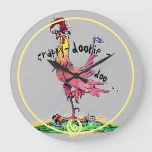 Bad Einstellung Rooster Who Doesn't Give A Crappy Große Wanduhr