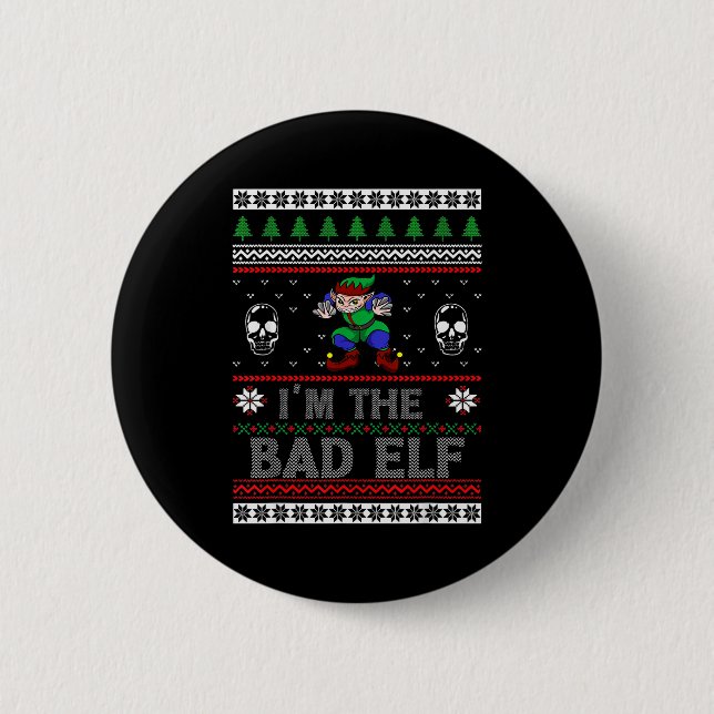 Bad Elf Ugly Christmas For Elves Lover  Button (Vorderseite)