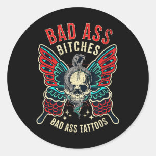 Bad Es Tattooed Frauen empowered Retro Tattoo Flas Runder Aufkleber