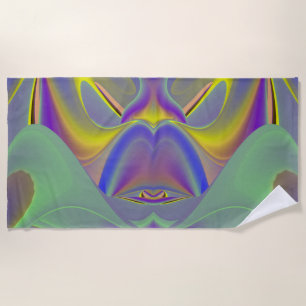 Bad Face, Abstrakte 3D-Regenbogenkunst Strandtuch