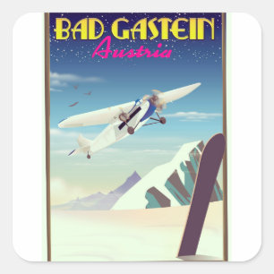 Bad Gastein Austria Snowboarding Poster Quadratischer Aufkleber