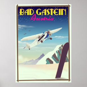 Bad Gastein Autriche affiche de snowboard